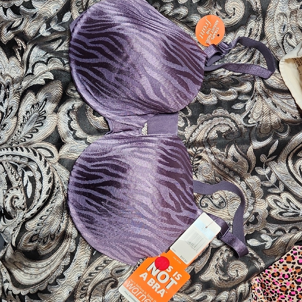 Warner's Lavender Zebra Print Bra